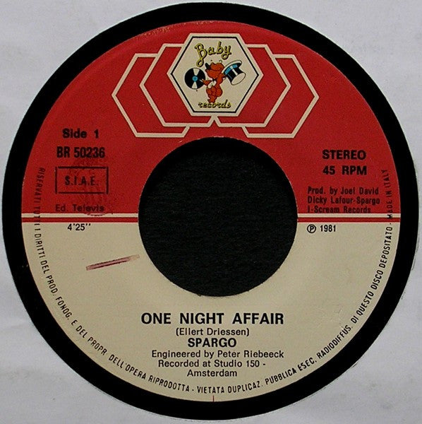 Spargo – One Night Affair (7", Italy - 1981)