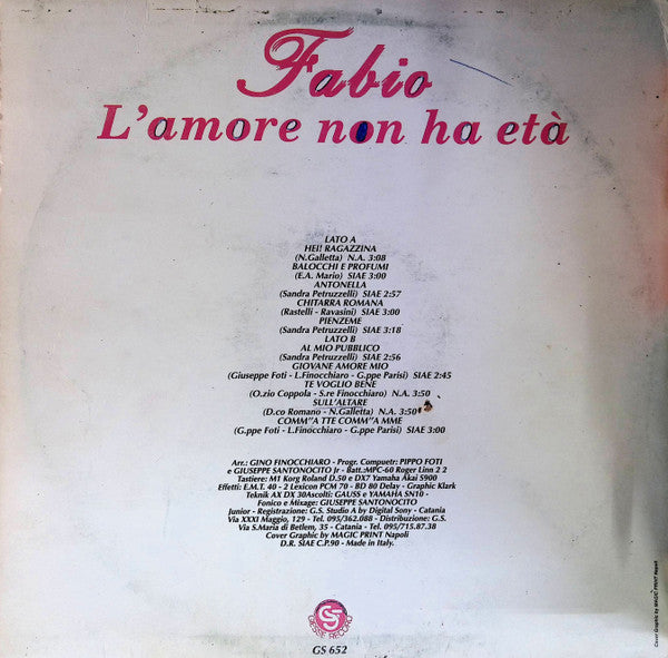 Fabio Chiara – L'amore Non Ha Età (LP, Italy - 1990)