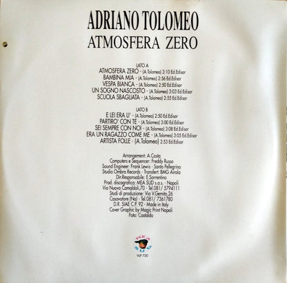 Adriano Tolomeo – Atmosfera Zero (LP, Album, Italy - 1992)