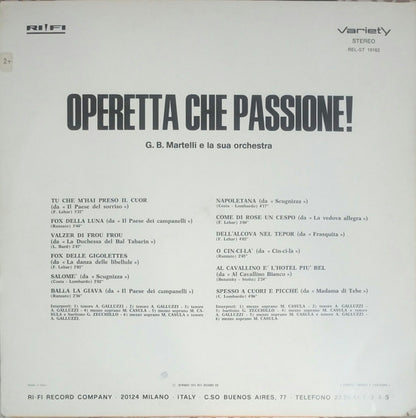 Orchestra Bruno Martelli – Operetta Che Passione! (LP, Album, Italy - 1973)