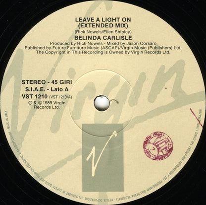 Belinda Carlisle – Leave A Light On (12", Italy - 1989)