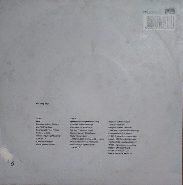 Pet Shop Boys – Heart (7", Italy - 1988)