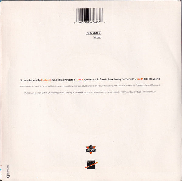 Jimmy Somerville, June Miles-Kingston – Comment Te Dire Adieu (7", France - 1989)