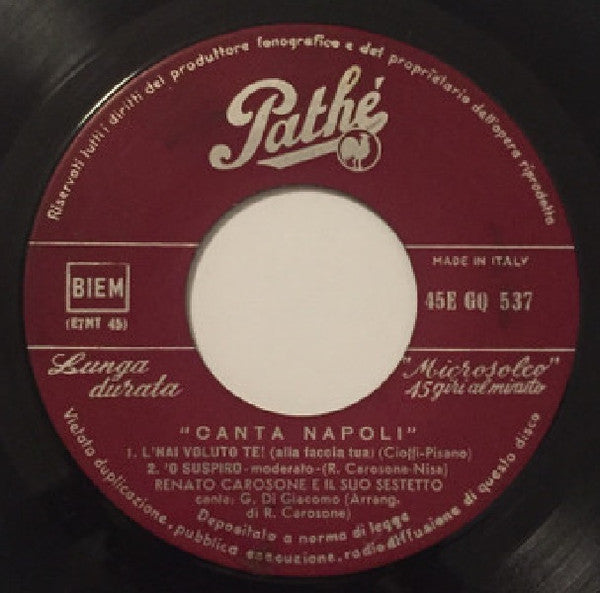 Renato Carosone E Il Suo Sestetto – Canta Napoli (7", Italy - 1957)