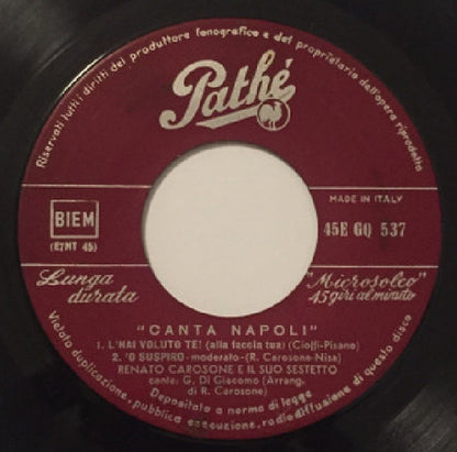 Renato Carosone E Il Suo Sestetto – Canta Napoli (7", Italy - 1957)