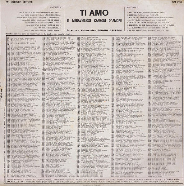 Various – Ti Amo - 16 Meravigliose Canzoni D'Amore (LP, Compilation, Italy - 1971)