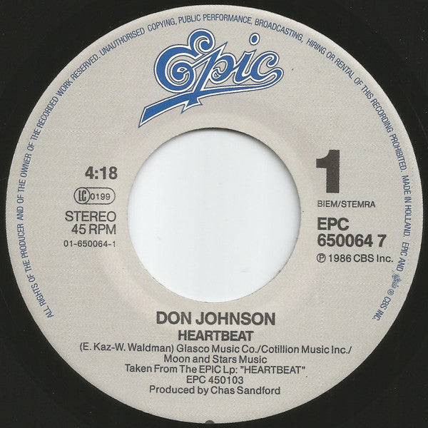 Don Johnson – Heart Beat (7", Europe - 1986)