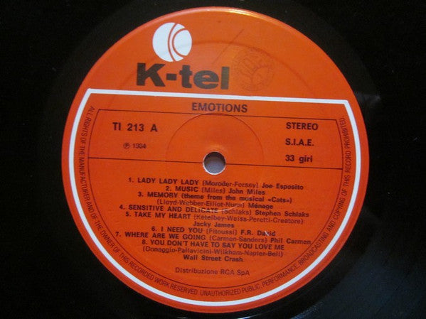 Various – Emotions (LP, Compilation, Italy - 1984)