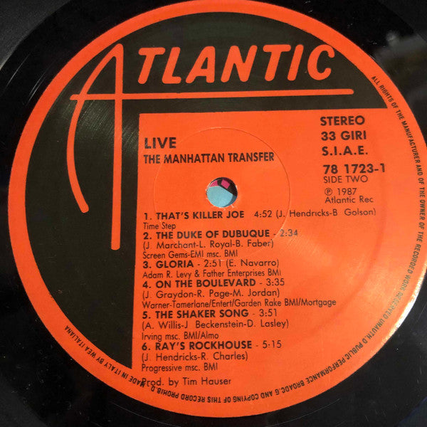 The Manhattan Transfer – Live (LP, Album, Italy - 1987)