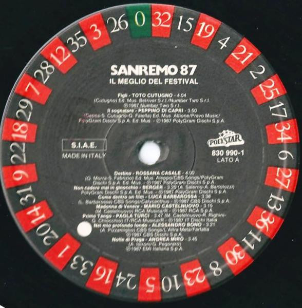 Various – Sanremo '87- Il Meglio Del Festival (LP, Compilation, Italy - 1987)