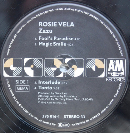Rosie Vela – Zazu (LP, Album, Germany - 1986)