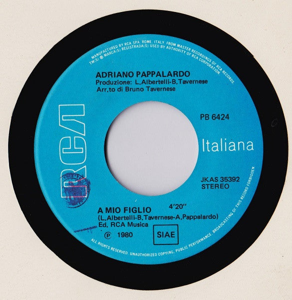 Adriano Pappalardo – Non Mi Lasciare Mai (7", Italy - 1980)