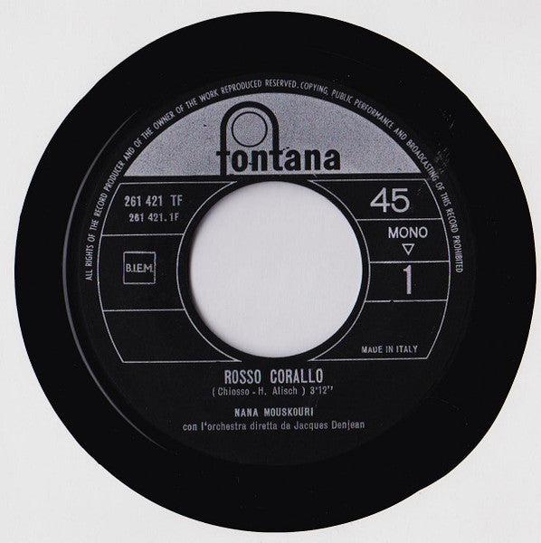 Nana Mouskouri – Quando Tu Verrai / Rosso Corallo (7", Italy - 1965)