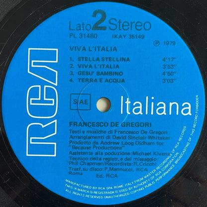 Francesco De Gregori – Viva L'Italia (LP, Album, Italy - 1979)