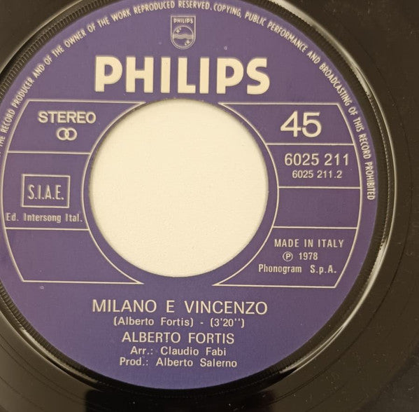 Alberto Fortis – Il Duomo Di Notte / Milano E Vincenzo (7", Italy - 1978)