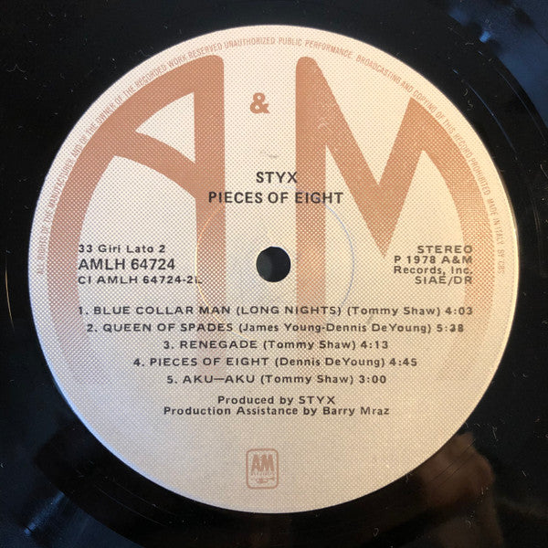 Styx – Pieces Of Eight (LP, Album, Italy - 1978)