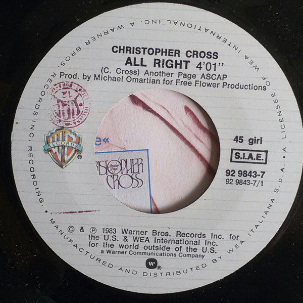 Christopher Cross – All Right (7", Italy - 1983)