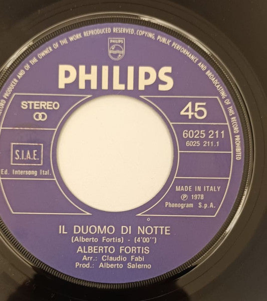 Alberto Fortis – Il Duomo Di Notte / Milano E Vincenzo (7", Italy - 1978)