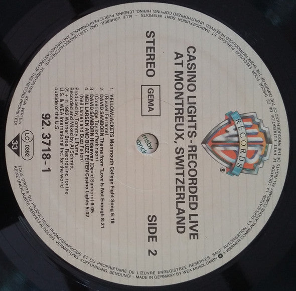 Various – Casino Lights - Recorded Live At Montreux, Switzerland  (LP, Compilation, Germany - 1982)