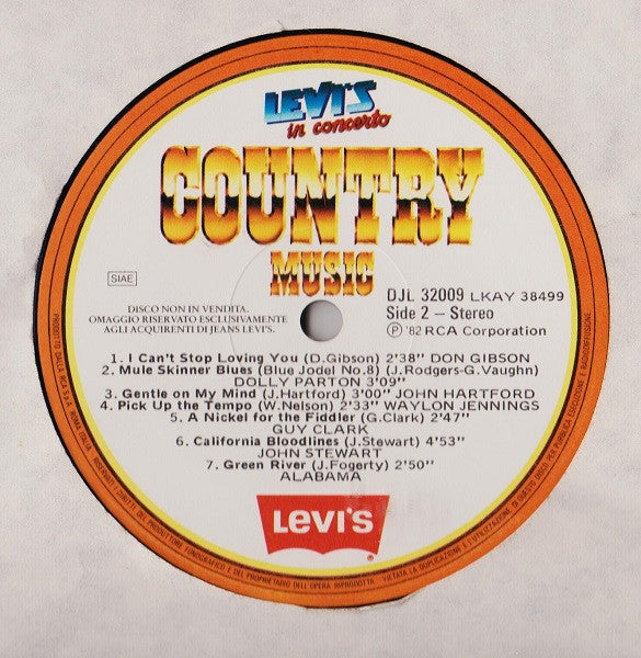 Various – Levi's In Concerto (Country Music) (LP, Compilation, Italy - 1982)