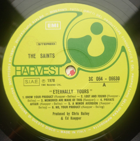 The Saints (2) – Eternally Yours (LP, Album, Italy - 1978)