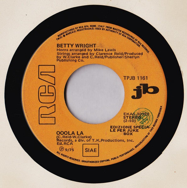 Angelo Branduardi, Betty Wright – La Luna / Ooola La (7", Italy - 1975)