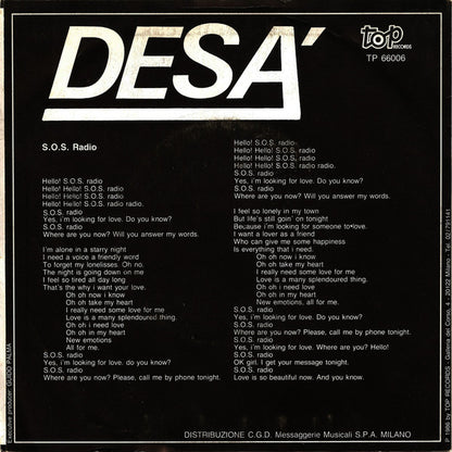 Desa' – S.O.S. Radio (7", Italy - 1986)