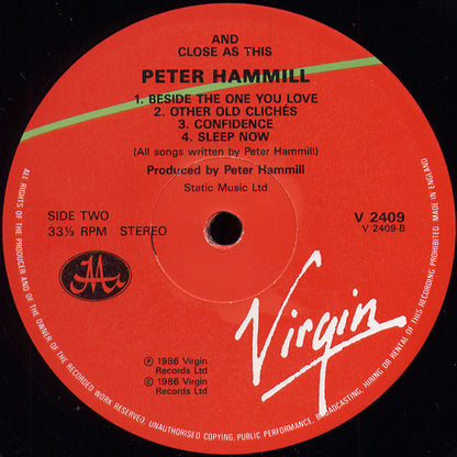Peter Hammill – And Close As This (LP, Album, UK - 1986)