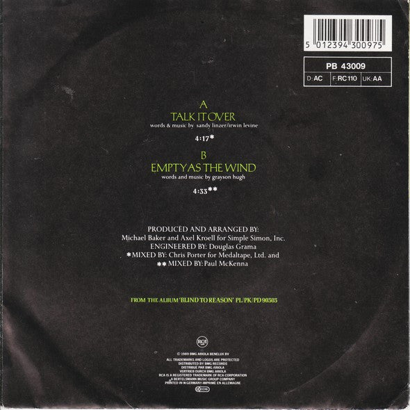 Grayson Hugh – Talk It Over (7", Europe - 1989)