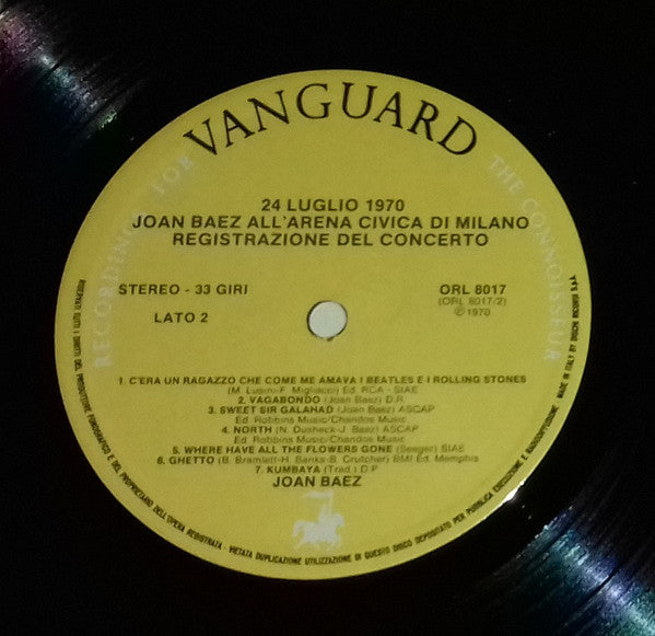 Joan Baez – 24 Luglio 1970 - Joan Baez All'Arena Civica Di Milano (LP, Album, Reissue, Italy)