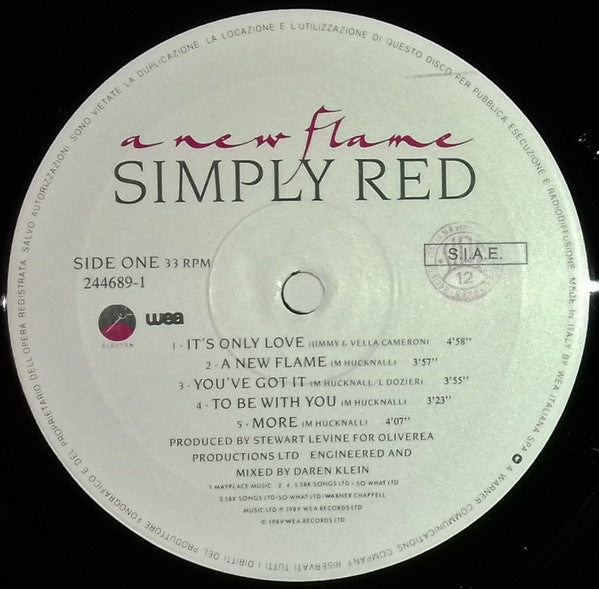 Simply Red – A New Flame (LP, Album, Italy - 1989)