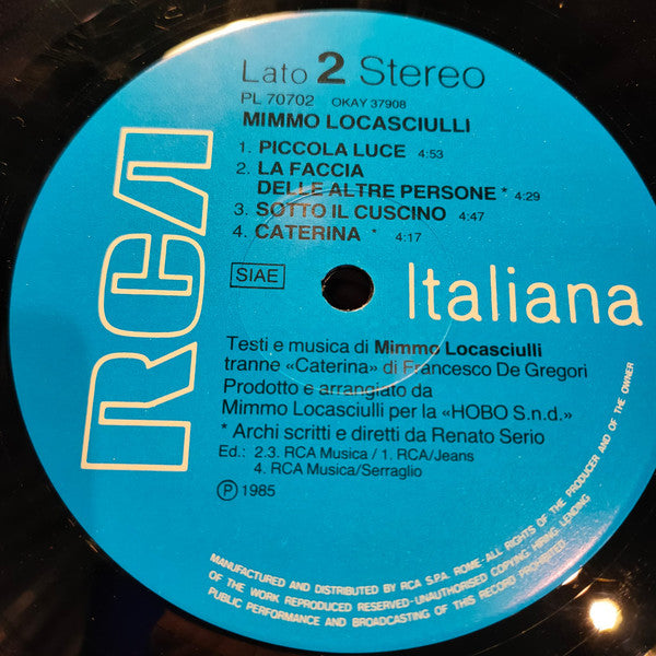 Mimmo Locasciulli – Mimmo Locasciulli (LP, Album, Italy - 1985)