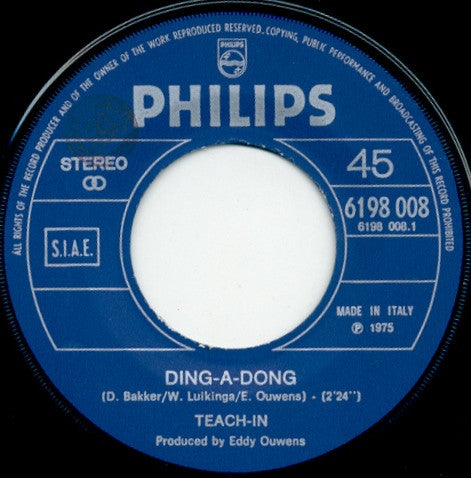 Teach-In – Ding-A-Dong  (7", Italy - 1975)