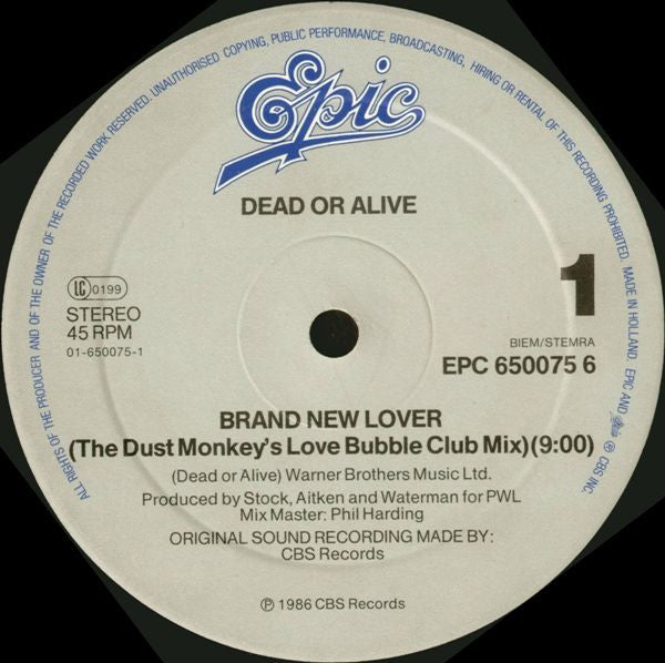 Dead Or Alive – Brand New Lover (12", Europe - 1986)