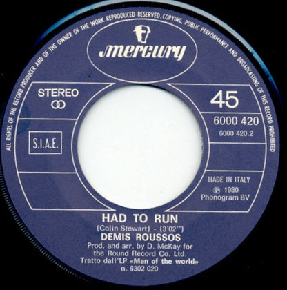 Demis Roussos – Credo (I Need You) / Had To Run (7", Italy - 1980)