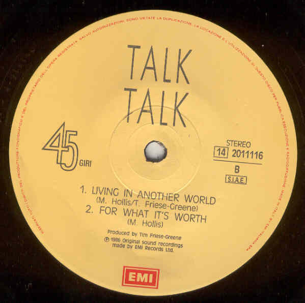 Talk Talk – Living In Another World (12", Italy - 1986)