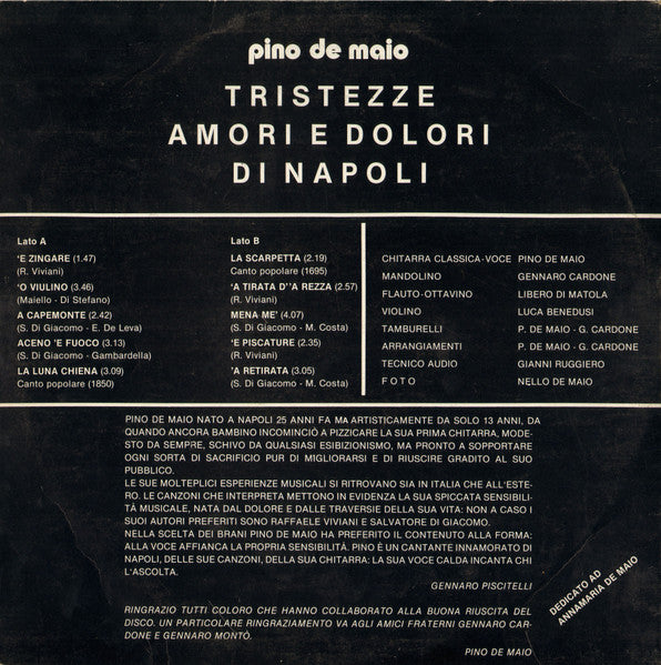 Pino De Maio – Tristezze, Amori E Dolori Di Napoli (LP, Album, Italy - 1981)