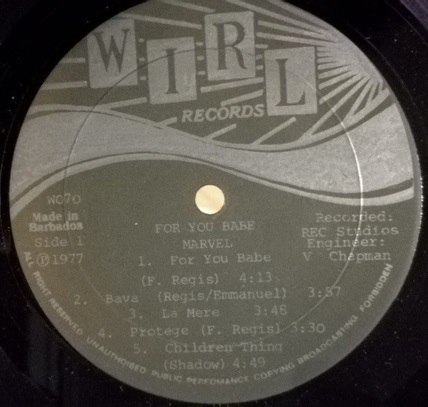 Marvel (50) – For You Babe (LP, Album, Barbados - 1977)
