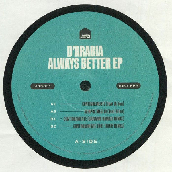D'Arabia – Always Better EP (12", UK - 2022)