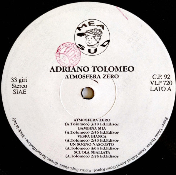 Adriano Tolomeo – Atmosfera Zero (LP, Album, Italy - 1992)