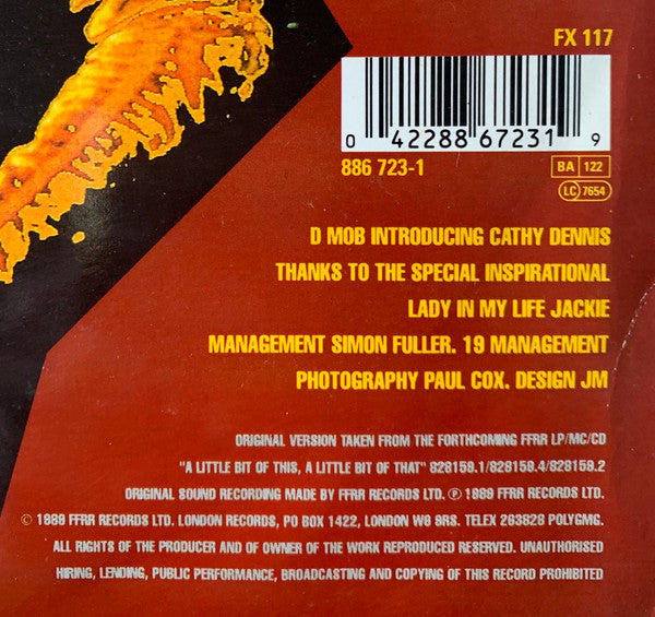 D Mob, Cathy Dennis – C'Mon And Get My Love (12", UK - 1989)