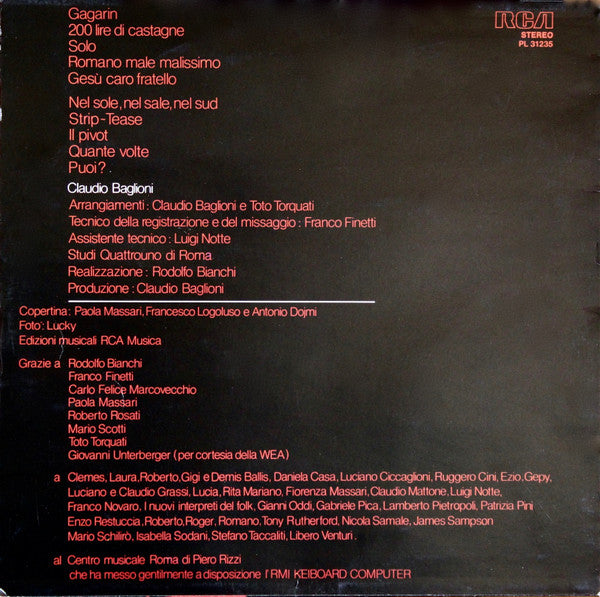 Claudio Baglioni – Solo (LP, Album, Italy - 1977)