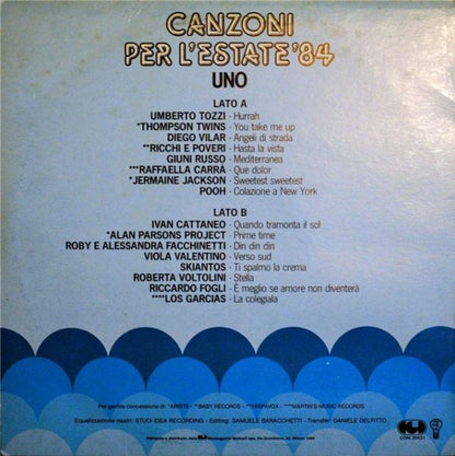 Various – Canzoni Per L'Estate ’84 Uno (LP, Compilation, Italy - 1984)