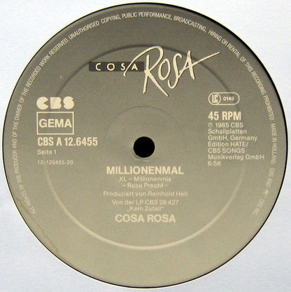 Cosa Rosa – Millionenmal (XL-Millionenmix) (12", Germany - 1985)