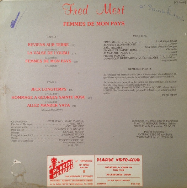 Fred Mert – Femmes De Mon Pays (LP, Martinique - 1985)