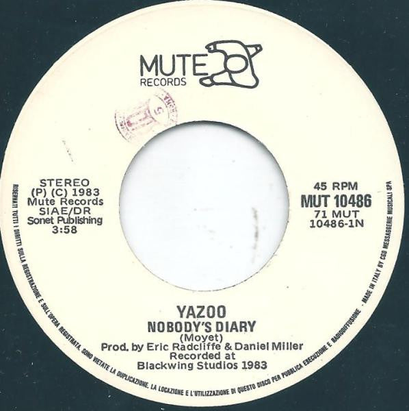 Yazoo – Nobody's Diary  (7", Italy - 1983)