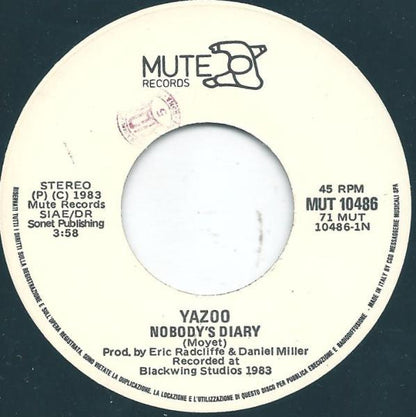 Yazoo – Nobody's Diary  (7", Italy - 1983)