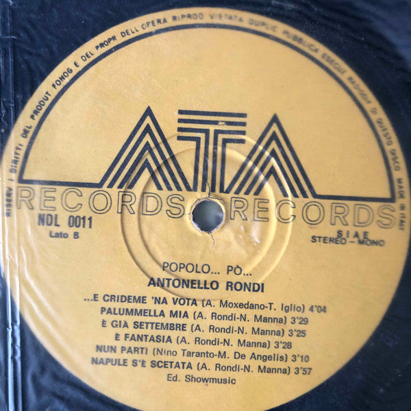 Antonello Rondi – Popolo...Po' (LP, Album, Italy)