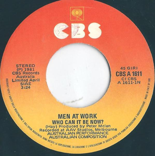 Men At Work – Who Can It Be Now? (7", Italy - 1982)