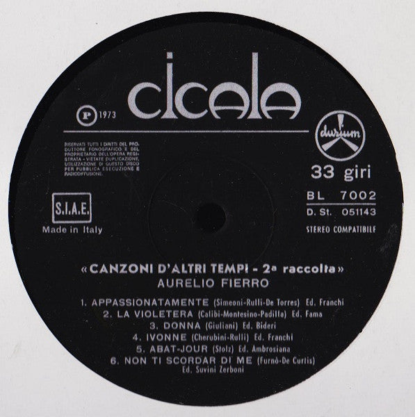 Aurelio Fierro – Canzoni D'Altri Tempi - 2° Raccolta (LP, Compilation, Italy - 1973)